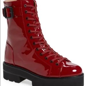 IN SEARCH OF Stuart Weitzman Ryder Ultralift Bootie Red Patent - Size 10 and up